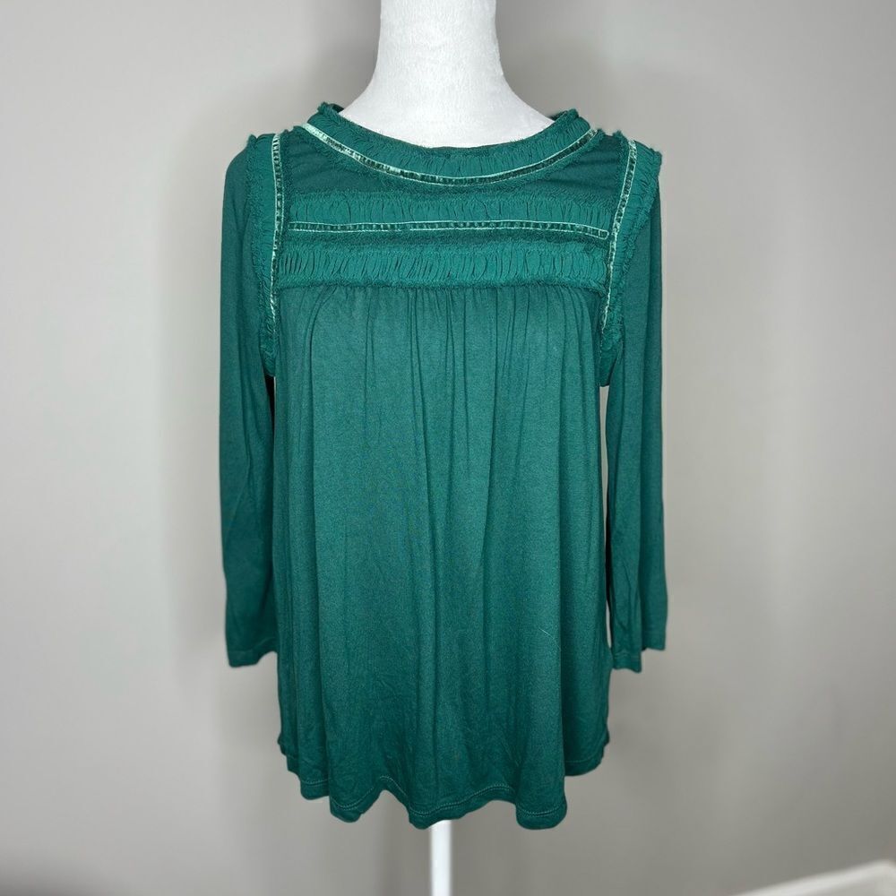 Boden velvet trim smocked top